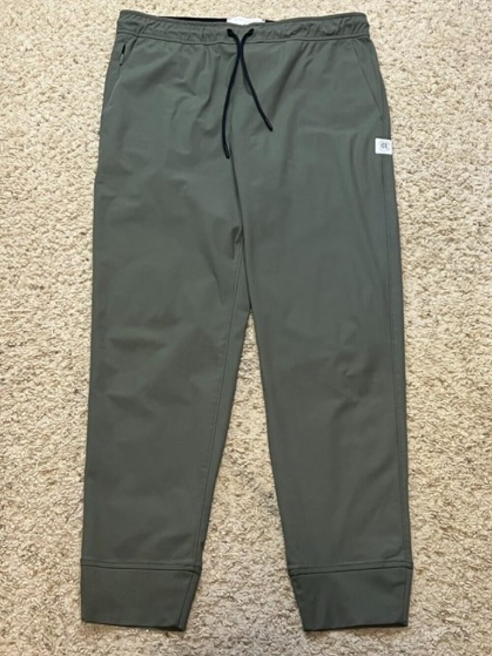 Reigning Champ Olive Green Stretch Warp Coach Slim Jogger Pants Size Medium EUC